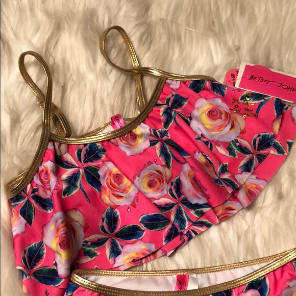 BETSEY JOHNSON GIRL’S 2PC SWIM PINK - Picture 3 of 6
